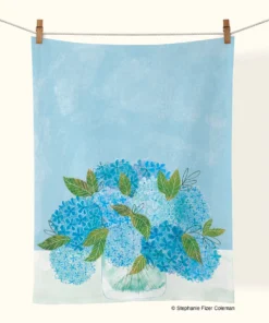 Blue Hydrangeas Cotton Tea Towel